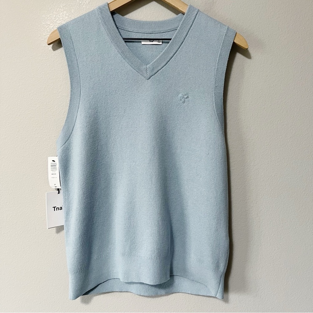 Aritzia TNA NWT Dune Blue Sweater Vest Women's Size Small Preppy Academia Office